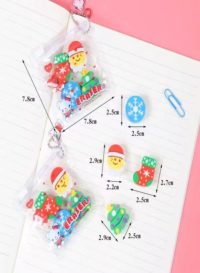 Le Delite Christmas Erasers Set - Pack of 10 Cute Kawaii Santa Claus & Christmas Tree Shaped Erasers | Fun School Stationery & Reward Gifts for Kids - Image 2